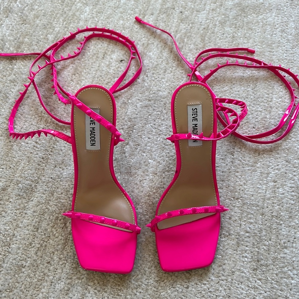 Hot pink studded heels